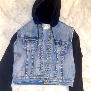 Gently Worn So Nikki Cute Denim Jean Jacket Hoodie!